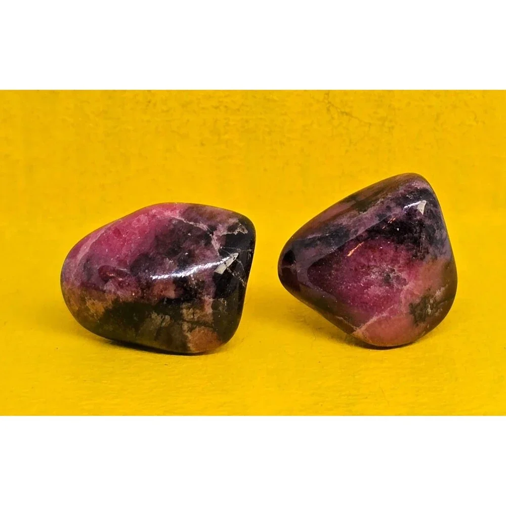 Men's Vintage Rhodonite Gemstone Gold Tone Cufflinks Gemstone Jewelry
